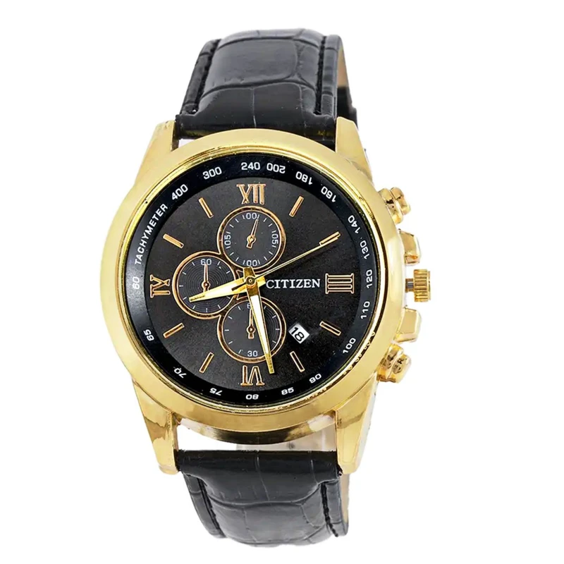 ساعت مچی عقربهای مردانه مدل چرمی تک موتور